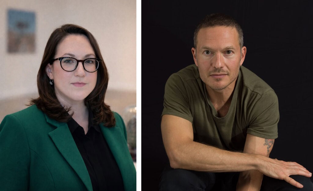 This image illustrates a link to the exhibition titled Artist Walkthrough: Karl Haendel and Andrea Gyorody