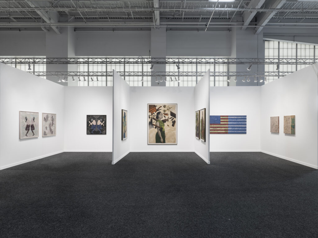 This image illustrates a link to the exhibition titled Vielmetter Los Angeles Independent Booth Featured in The Observer