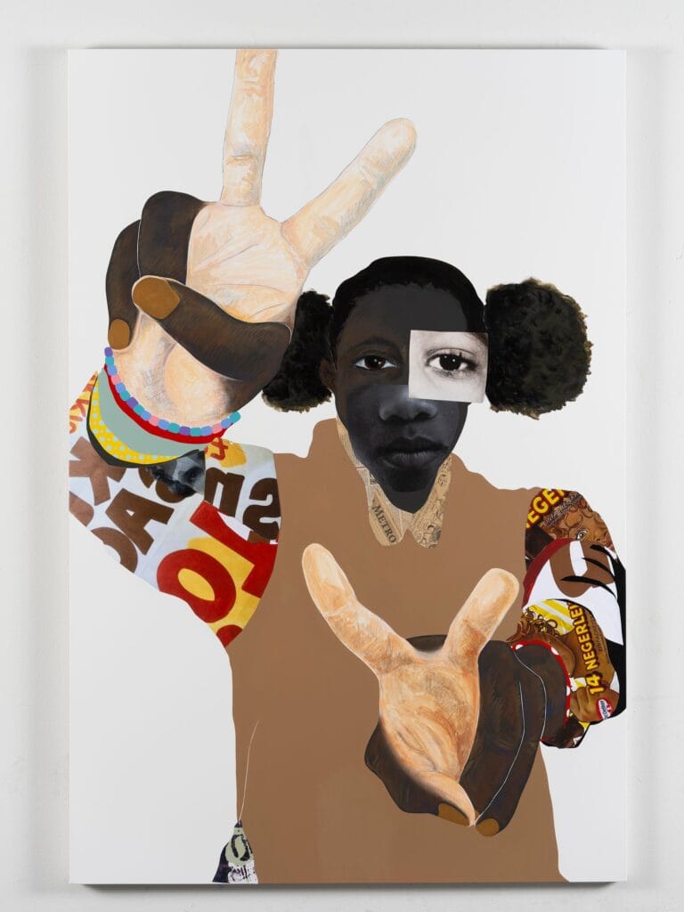 This image illustrates a link to the exhibition titled Deborah Roberts<br><i>Consequences of being</i>