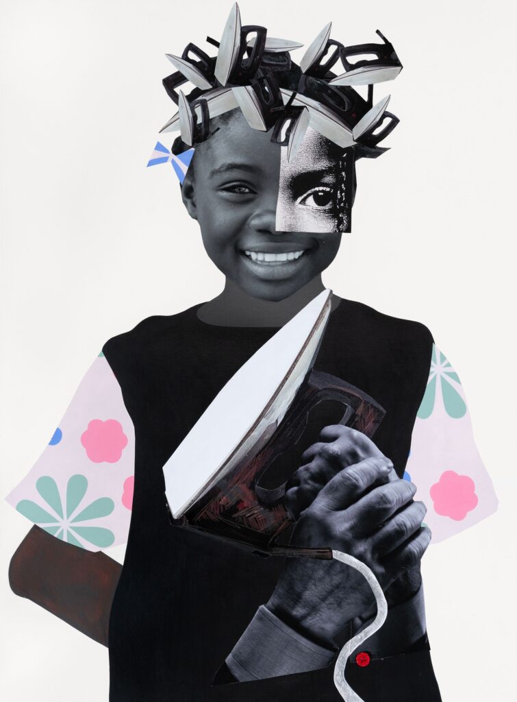This image illustrates a link to the exhibition titled Deborah Roberts in Artforum