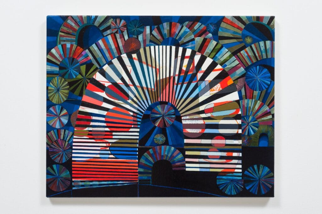 This image depicts an artwork by Brad Eberhard titled "Arc Iris." This artwork was created in 2016 and measures 24" H x 30" W (60.96 cm H x 76.2 cm W). Its medium is Oil on canvas.