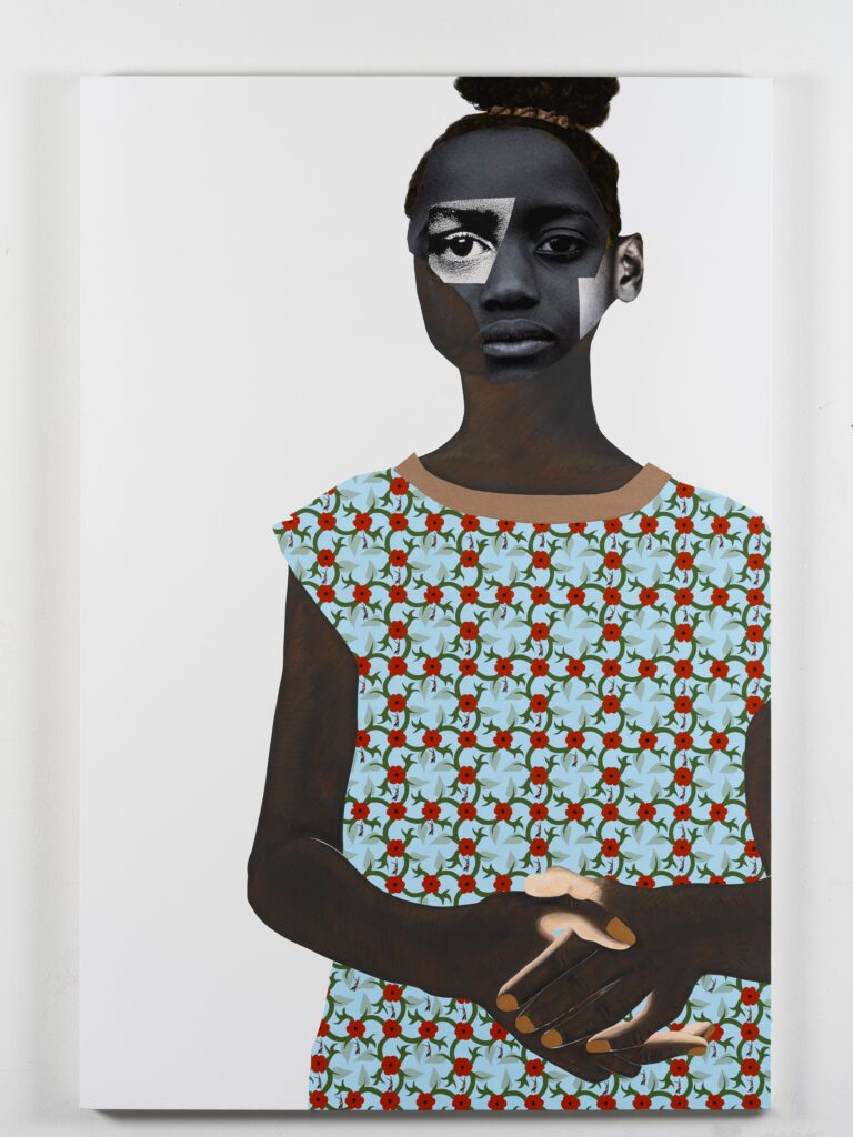 This image illustrates a link to the exhibition titled Deborah Roberts in BOMB Magazine