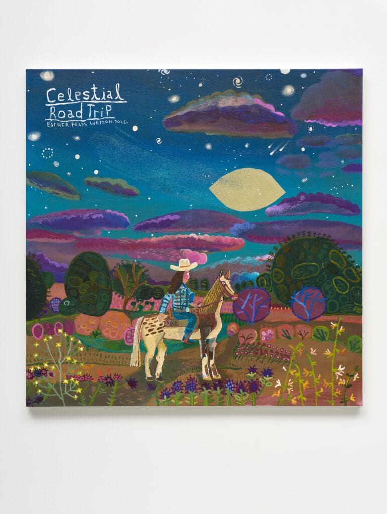 This image illustrates a link to the exhibition titled Esther Pearl Watson: Celestial Road Trip