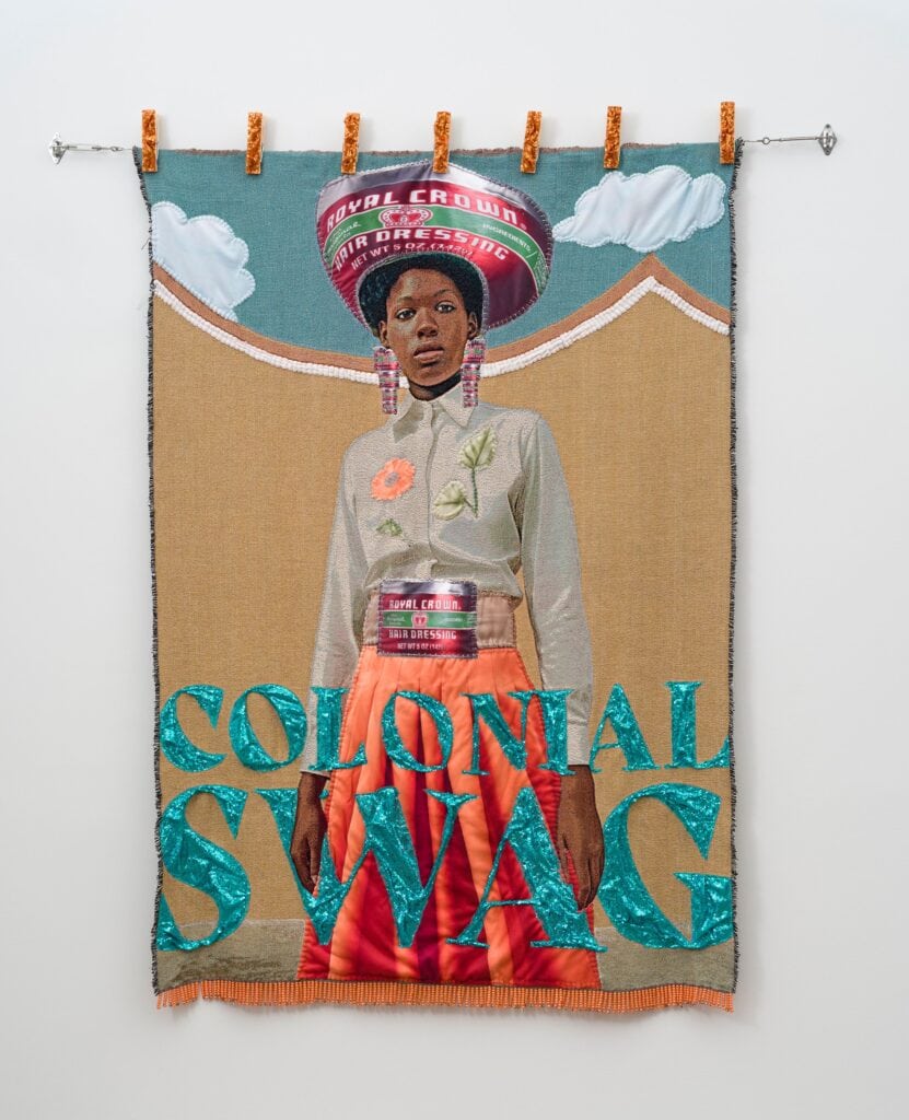 This image illustrates a link to the exhibition titled April Bey in<br><i>Sown Together: New Voices in Contemporary Textile Art</i>
