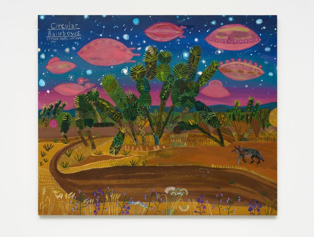 This image illustrates a link to the exhibition titled Esther Pearl Watson in Glasstire