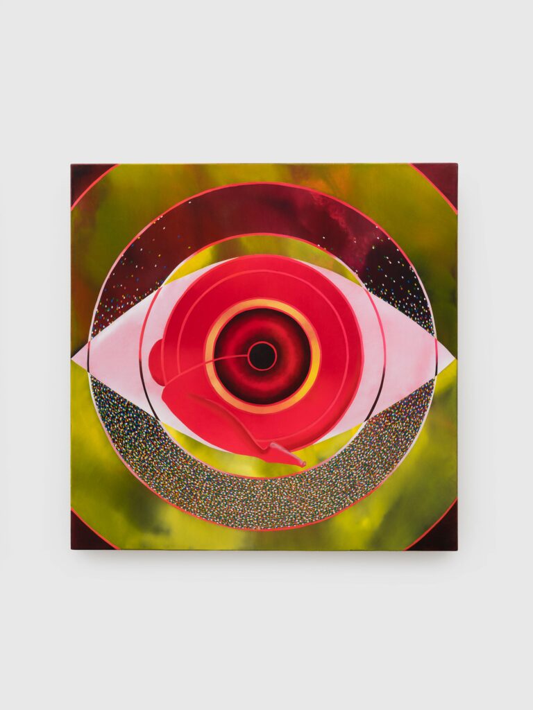 This image depicts an artwork by Brittney Leeanne Williams titled "Fixed Eye 2." This artwork was created in 2026 and measures 30" x 30" [HxW] (76.2 x 76.2 cm). Its medium is Oil on canvas.